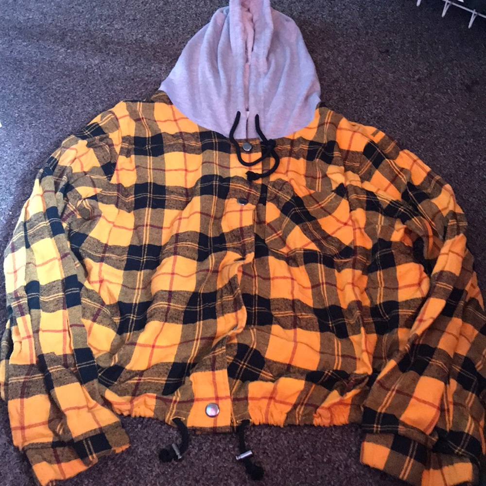 Flannel hood button up